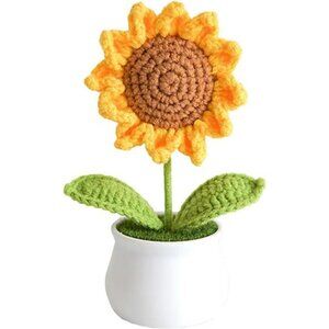 Crochet sunflower desk decor artificial flower car dashboard cute gift for women